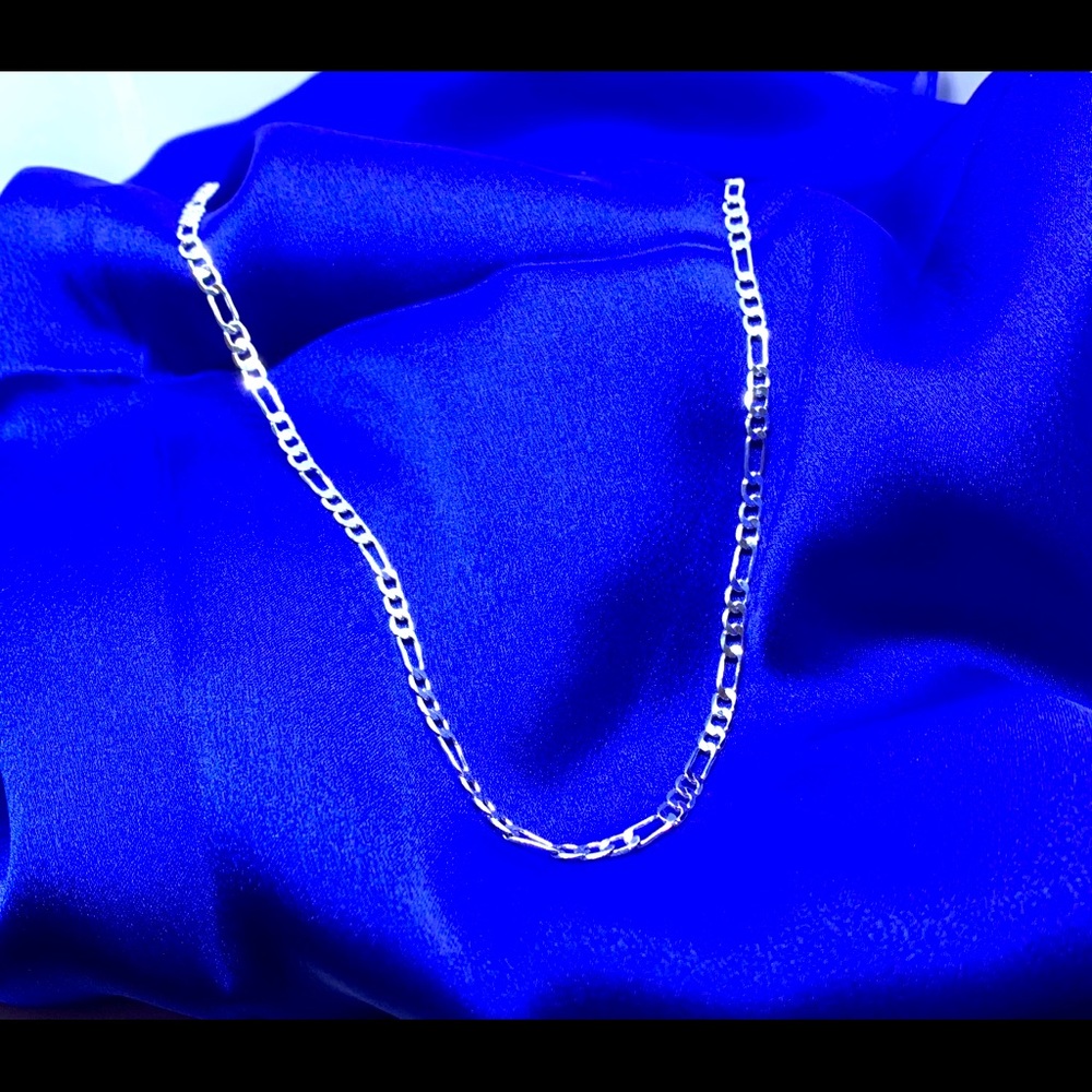 24” Figaro Sterling Silver Chain